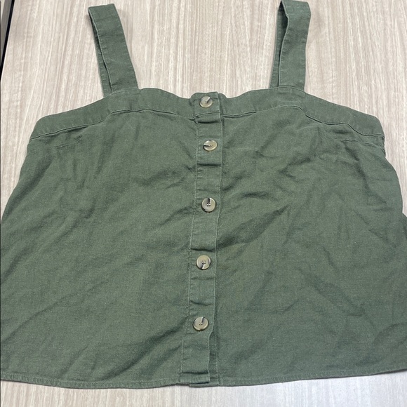 J. Crew Tops - J.Crew Linen Cotton Button Front Tank Top Green Large